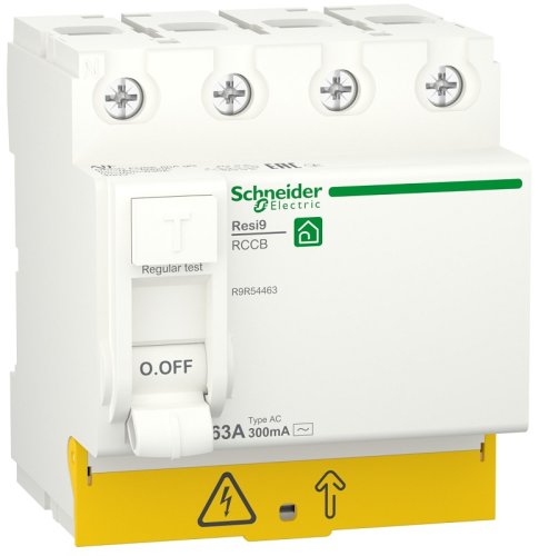 Выключатель дифференциального тока УЗО Schneider Electric Resi9 4п 63А 300мА 6кА тип AC  картинка
